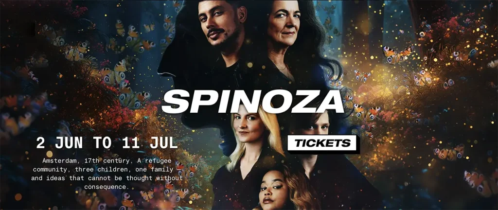 Advertisement for Spinoza, a new musical that will premiere in Amsterdam, June 2026.